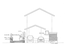 オープンスタイル外構計画立面図(福岡県北九州市)©八重洲技建