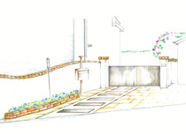 ガーデンアプロ−チ手書き図案©八重洲技建
