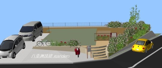 お客様へ初回説明用3Dパース図Only One Style garden(福岡県北九州市)©八重洲技建